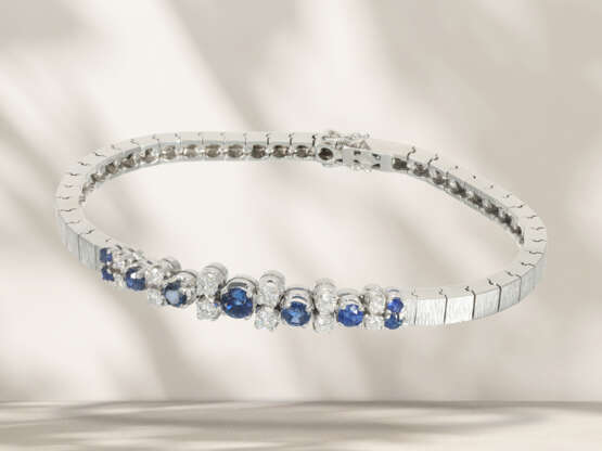 Bracelet: vintage sapphire/brilliant-cut diamond gold bracel… - фото 4