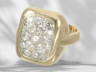 Ring: handmade brilliant-cut diamond gold ring, approx. 1ct …