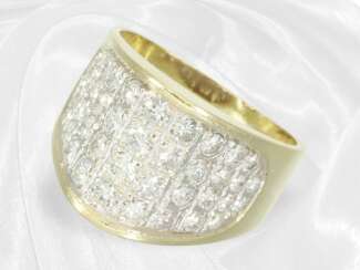 Ring: Ausgefallener Brillant-Goldschmiedering, ca. 1ct Brill…