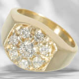 Ring: massiver Brillant-Goldschmiede-Blütenring, ca. 0,9ct B… - Foto 1