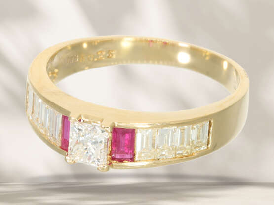 Ring: fine ring with baguette diamonds, princess-cut diamond… - фото 2