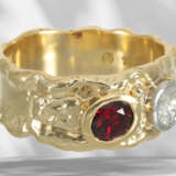 Unique ruby/brilliant-cut diamond goldsmith ring with a beau… - фото 2