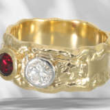 Unique ruby/brilliant-cut diamond goldsmith ring with a beau… - photo 4