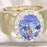 Ring: attractive, wide tanzanite/brilliant-cut diamond gold … - фото 3