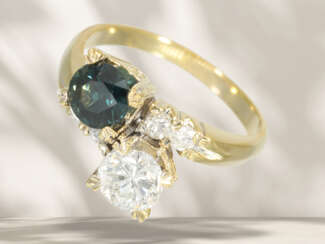 Ring: vintage Spinell/Brillant-Goldschmiedering, ca. 1ct Bri…