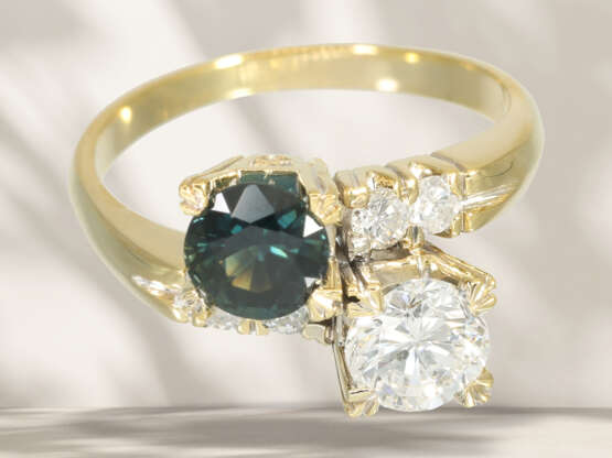 Ring: vintage Spinell/Brillant-Goldschmiedering, ca. 1ct Bri… - Foto 2