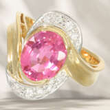 Ring: goldsmith ring with a rare "intense pink" tourmaline a… - photo 1