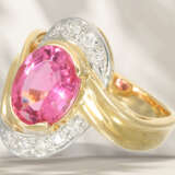 Ring: goldsmith ring with a rare "intense pink" tourmaline a… - photo 2