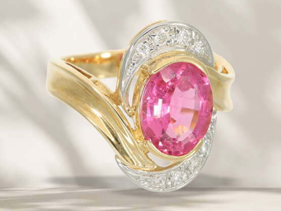 Ring: goldsmith ring with a rare "intense pink" tourmaline a… - photo 4