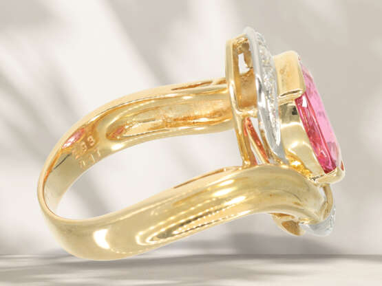 Ring: goldsmith ring with a rare "intense pink" tourmaline a… - photo 5
