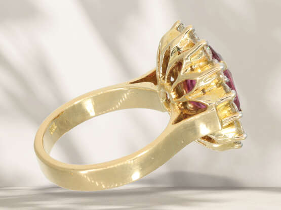 Ring: Sehr schön gearbeiteter Turmalin/Brillant-Blütenring, … - Foto 5