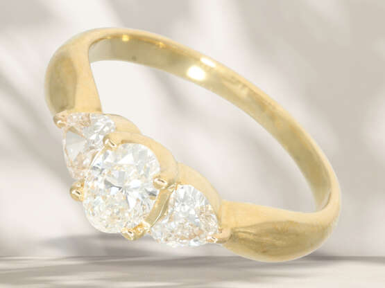 Ring: fancy goldsmith ring with marquise diamond and 2 heart… - photo 1