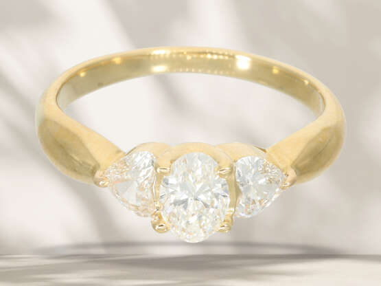 Ring: fancy goldsmith ring with marquise diamond and 2 heart… - photo 2