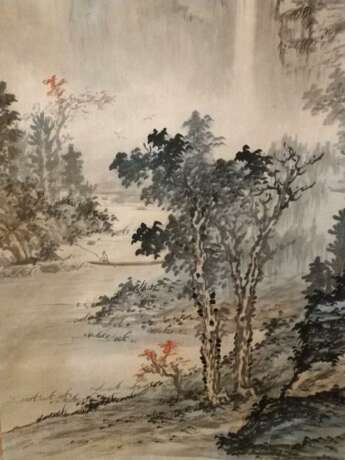 „Schriftrolle mit der traditionellen Japanischen Malerei“ Unbekannter Künstler Gemischte Technik Realismus Landschaftsmalerei 1923 - Foto 2