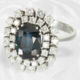 Beautiful white gold vintage sapphire/brilliant-cut diamond … - фото 2