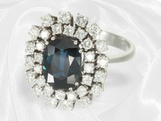 Beautiful white gold vintage sapphire/brilliant-cut diamond … - фото 2