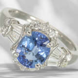 Ring: high-quality, like new sapphire/diamond ring, platinum… - photo 1