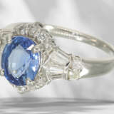 Ring: high-quality, like new sapphire/diamond ring, platinum… - фото 2