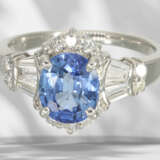Ring: high-quality, like new sapphire/diamond ring, platinum… - фото 3
