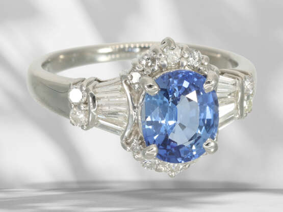 Ring: high-quality, like new sapphire/diamond ring, platinum… - фото 4