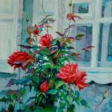 «Розы под окном.» Холст Масляные краски Реализм Натюрморт 2014 г. - фото 2