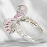 Ring: elaborate, modern cocktail ring with rubies, pink sapp… - photo 7