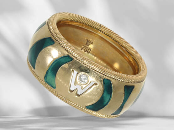 Ring: hochwertiger Designerring Gold/Emaille mit Brillantbes… - Foto 1