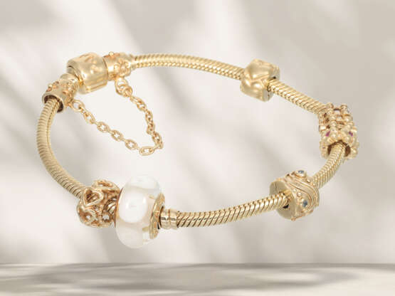 Goldenes, schweres und ehemals teures Pandora Armband mit 6 … - Foto 3