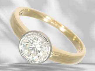 Ring: brilliant-cut diamond solitaire goldsmith ring, large …