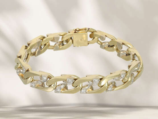 Solid vintage goldsmith's curb-link bracelet set with diamon… - photo 1