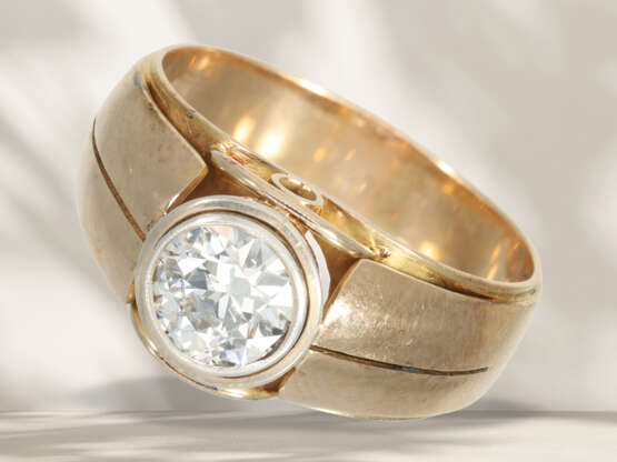 Ring: antiker Solitär- Diamant-Goldschmiedering, schöner Dia… - Foto 1