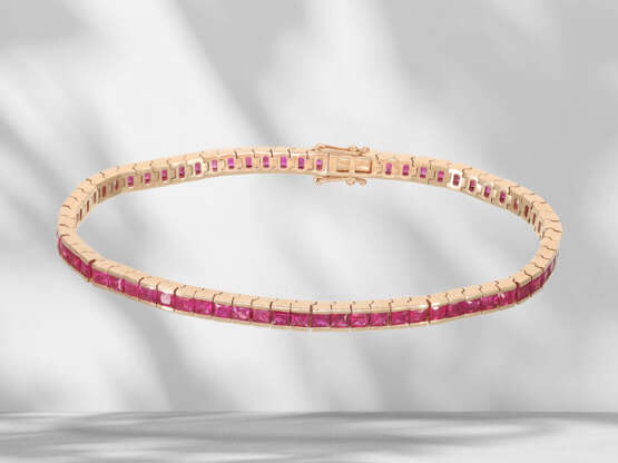 Bracelet: modern and high-quality ruby tennis bracelet in 18… - photo 1