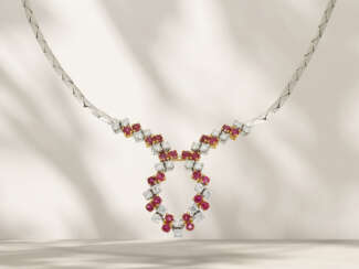 Chain/necklace: high-quality vintage ruby/brilliant-cut diam…