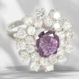 Ring: vintage sapphire/brilliant-cut diamond goldsmith flowe… - фото 3