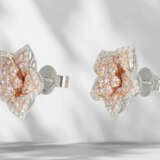 Ohrringe: Moderne Diamant Blüten-Ohrstecker mit pinken und w… - Foto 3