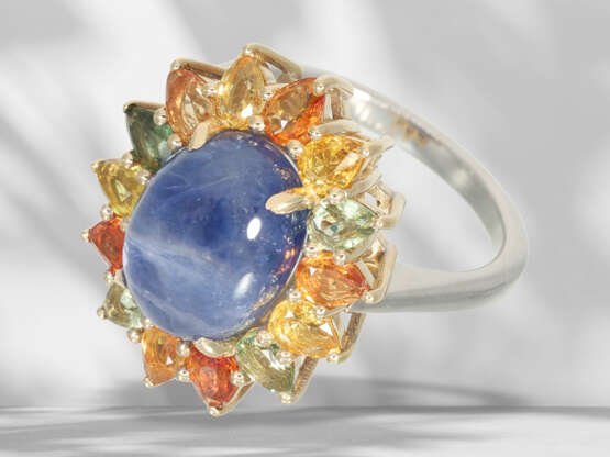 Ring: very attractive and unusual multicolour sapphire flowe… - photo 1