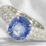 Ring: high-quality platinum ring with sapphire and brilliant… - фото 1