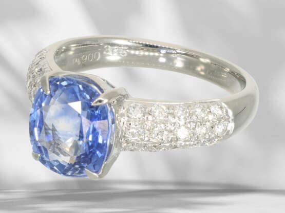 Ring: Hochwertiger Platinring mit Saphir und Brillanten, neu… - Foto 5