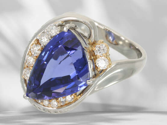 Ring: unique, heavy platinum ring with top quality tanzanite… - photo 5