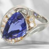 Ring: unique, heavy platinum ring with top quality tanzanite… - фото 5