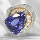 Ring: unique, heavy platinum ring with top quality tanzanite… - photo 6