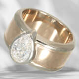 Ring: solid diamond gold ring in bicolour, beautiful drop di… - фото 1