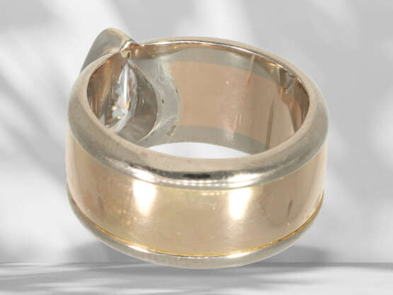 Ring: solid diamond gold ring in bicolour, beautiful drop di… - фото 4