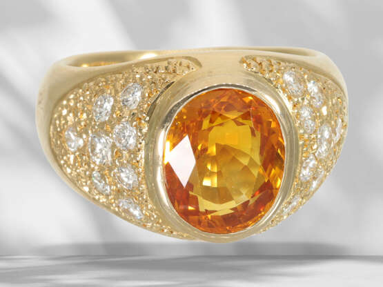Ring: goldsmith ring with rare, intense orange sapphire (Cey… - photo 2