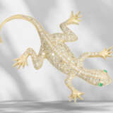 Designer brooch with emerald and diamond setting "Salamander… - photo 2