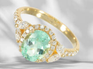 Ring: goldsmith ring with extremely rare Paraiba tourmaline …
