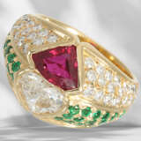 Ring: unique goldsmith's design with very precious stones, r… - photo 2