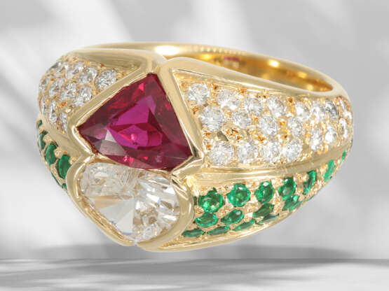Ring: unique goldsmith's design with very precious stones, r… - фото 3
