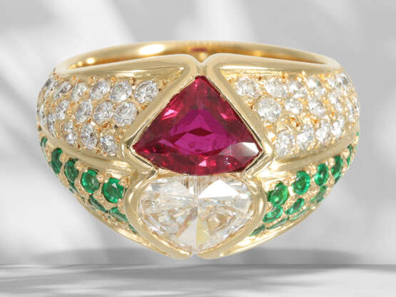 Ring: unique goldsmith's design with very precious stones, r… - фото 4