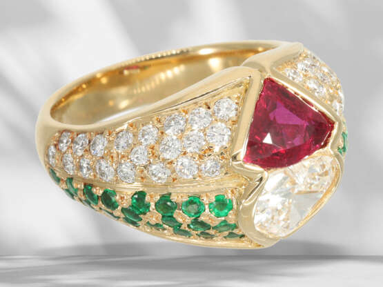 Ring: unique goldsmith's design with very precious stones, r… - photo 5